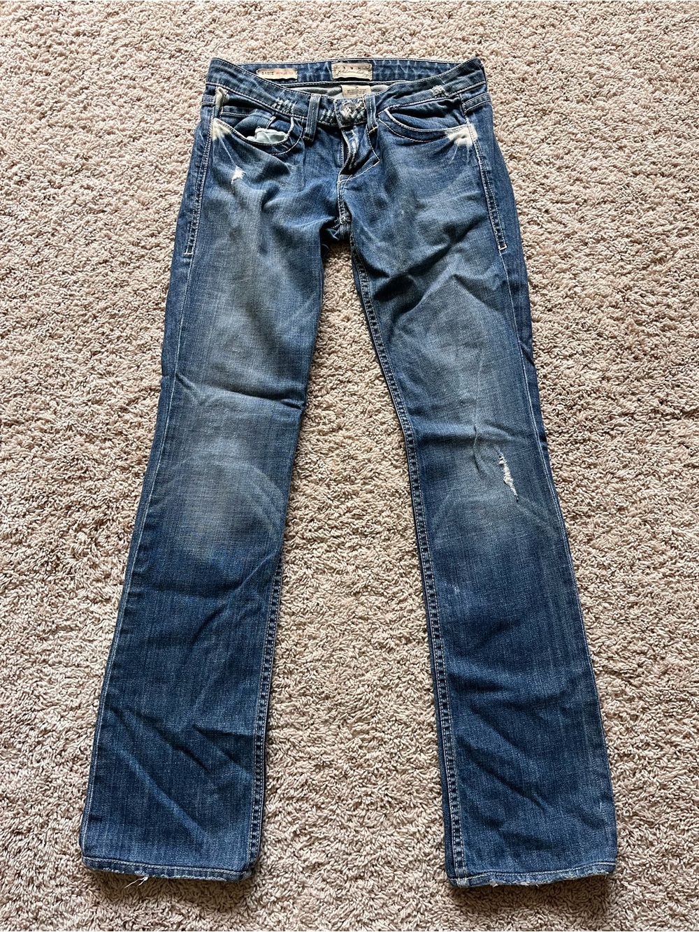 William Rast Women's Blue Distressed Straight Leg Jeans